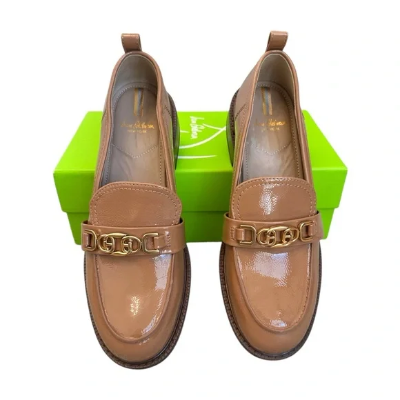 SAM EDELMAN Christy Patent Leather Loafers Camel Gold Size Women 8.5 M $150 MSRP - Picture 13 of 16
